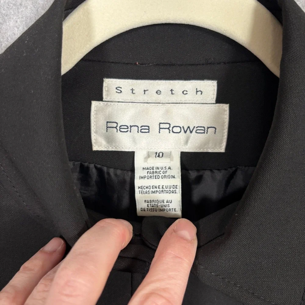 Vintage 90s Rena Rowan Blazer Jacket Size 10 Pockets Minimal Career‎ Travel USA